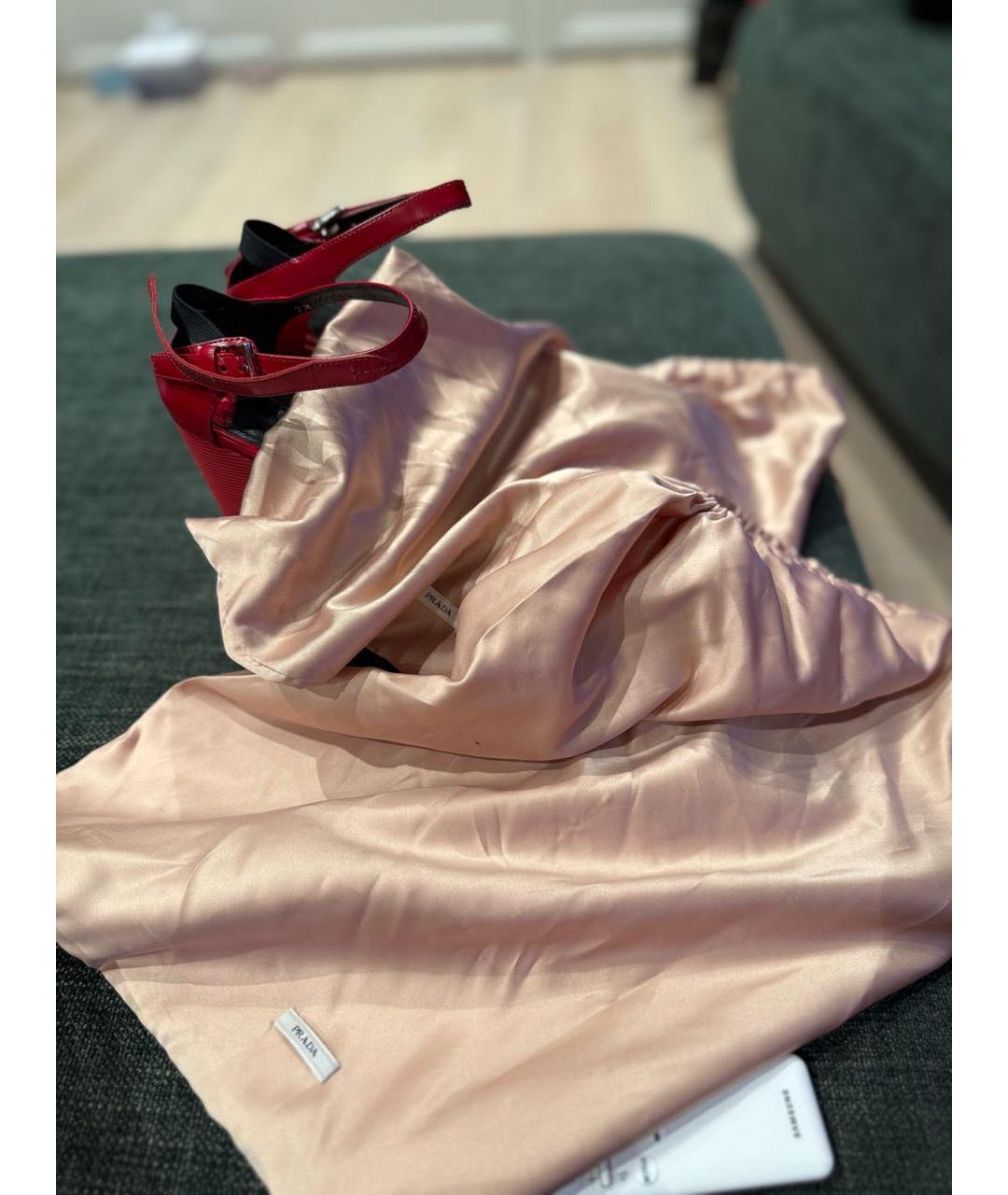 PRADA Красные кожаные босоножки, фото 6