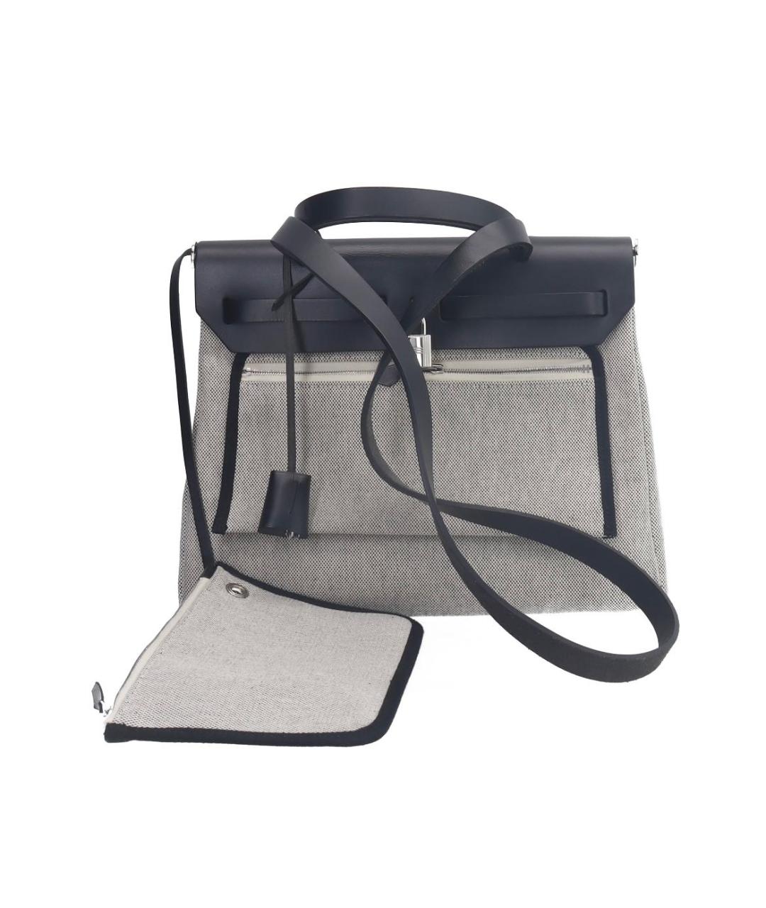 HERMES Серая тканевая сумка через плечо, фото 4