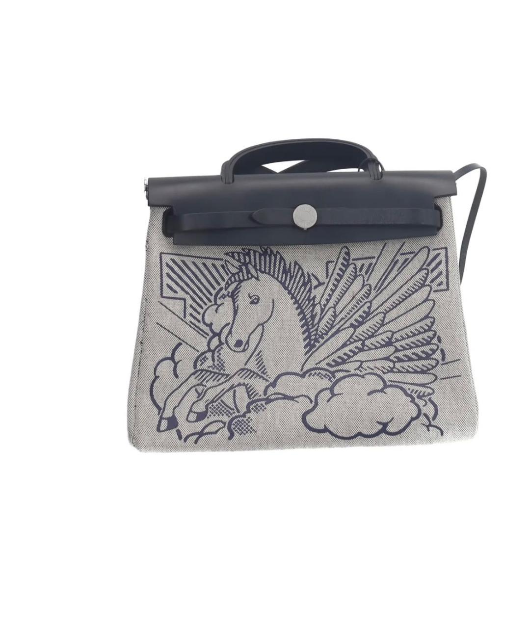 HERMES Серая тканевая сумка через плечо, фото 2