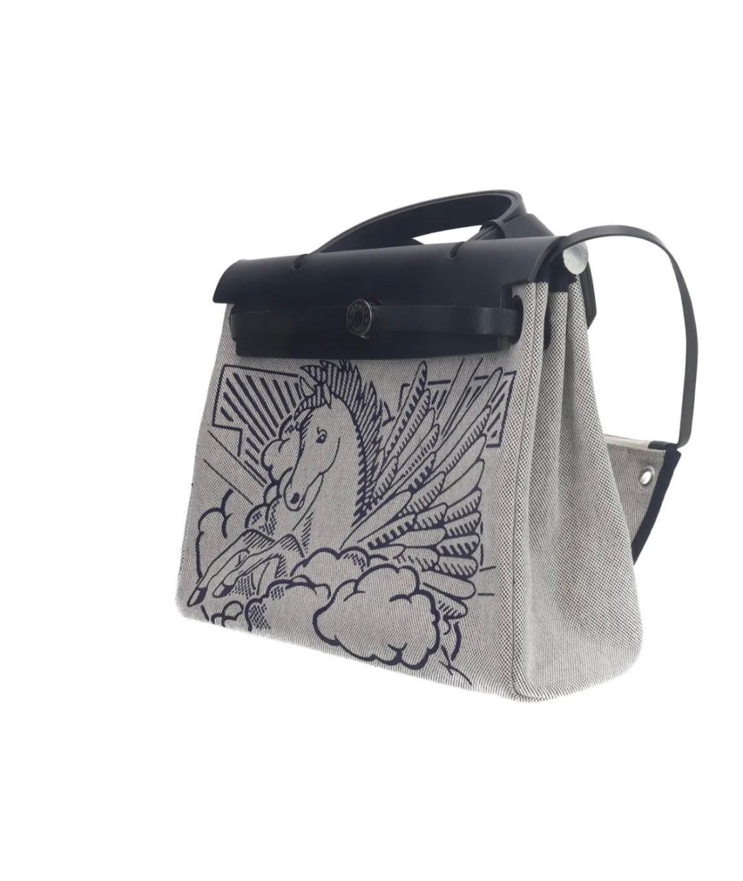 HERMES Серая тканевая сумка через плечо, фото 3