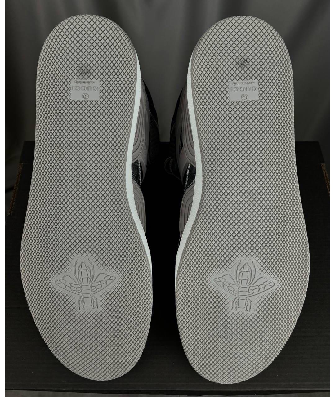 GUCCI Серебряные кожаные высокие кроссовки / кеды, фото 4