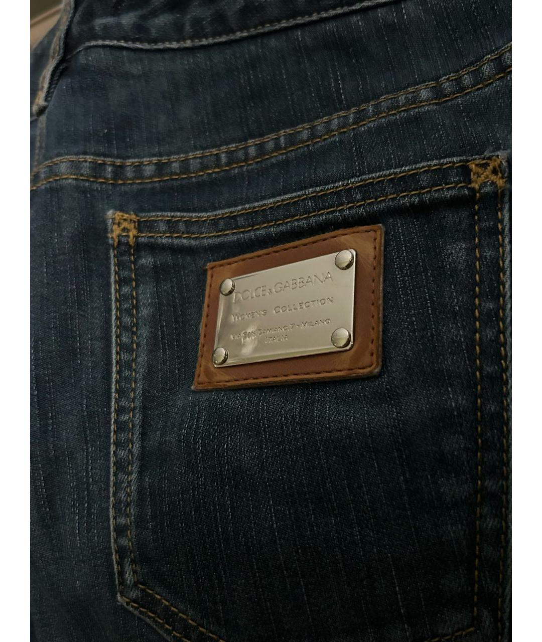 DOLCE&GABBANA Темно-синие хлопковые прямые джинсы, фото 6