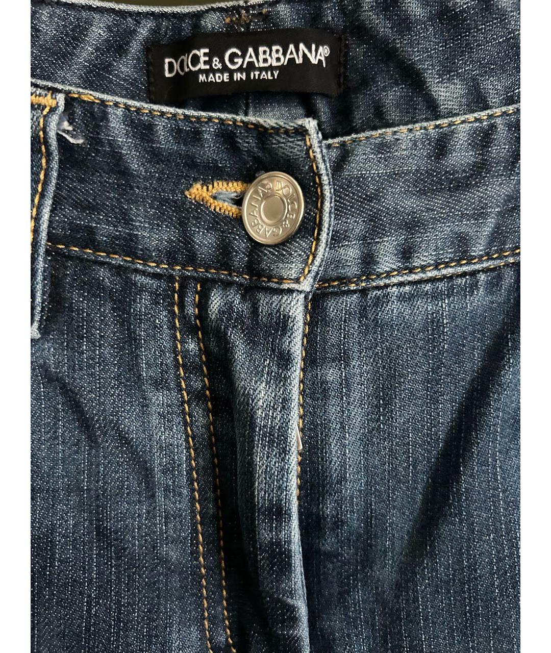 DOLCE&GABBANA Темно-синие хлопковые прямые джинсы, фото 5