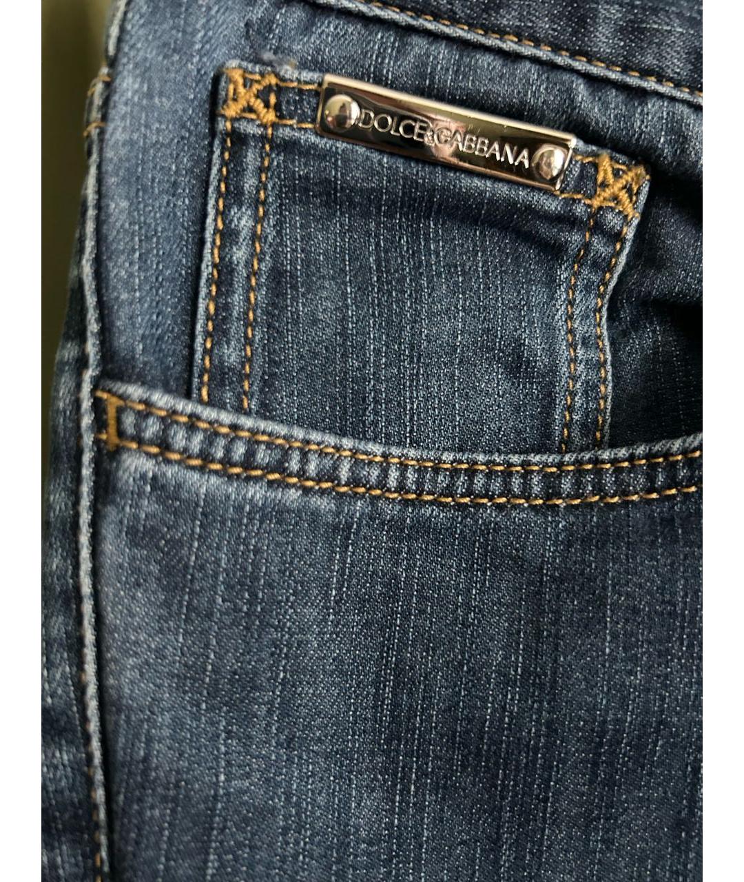 DOLCE&GABBANA Темно-синие хлопковые прямые джинсы, фото 4