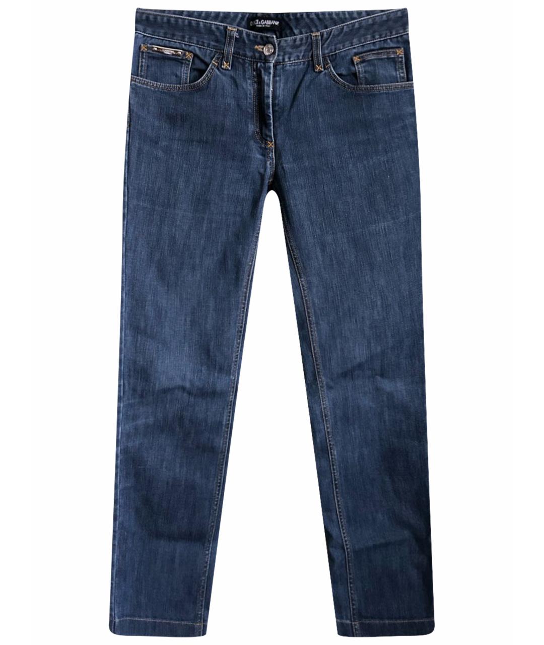 DOLCE&GABBANA Темно-синие хлопковые прямые джинсы, фото 1