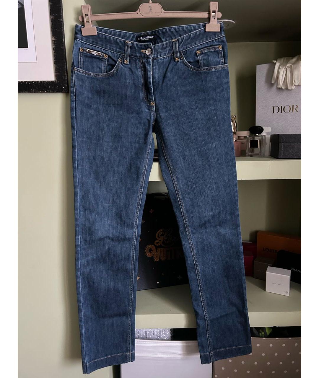 DOLCE&GABBANA Темно-синие хлопковые прямые джинсы, фото 9