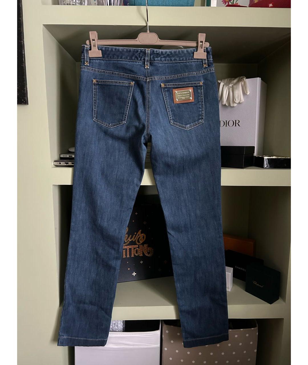 DOLCE&GABBANA Темно-синие хлопковые прямые джинсы, фото 2