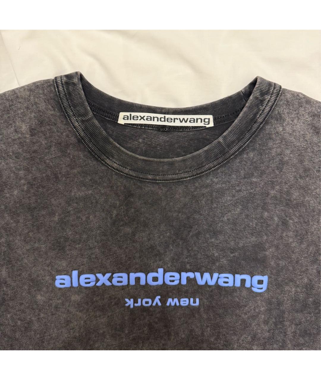 ALEXANDER WANG Серая хлопковая футболка, фото 3