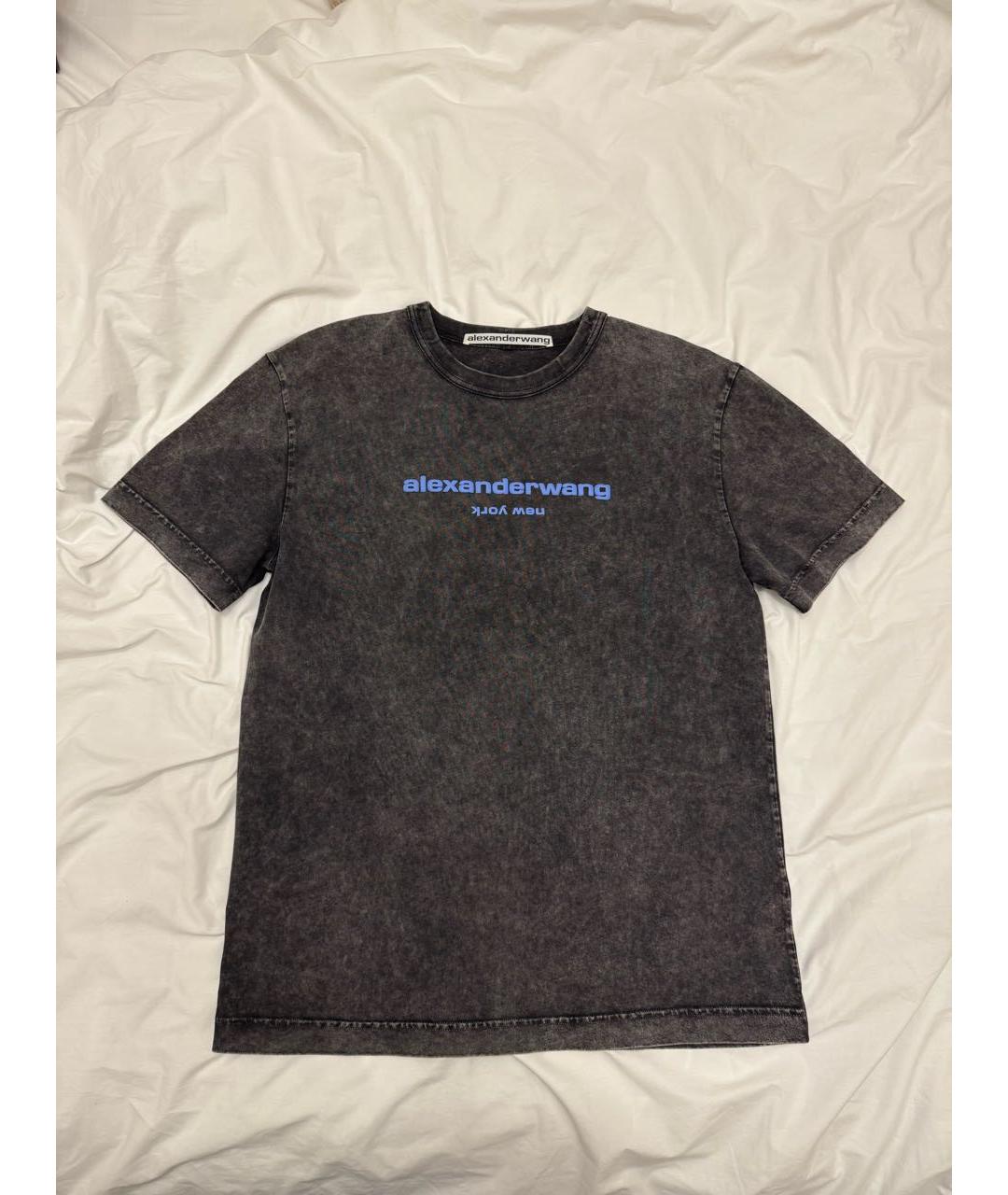 ALEXANDER WANG Серая хлопковая футболка, фото 2