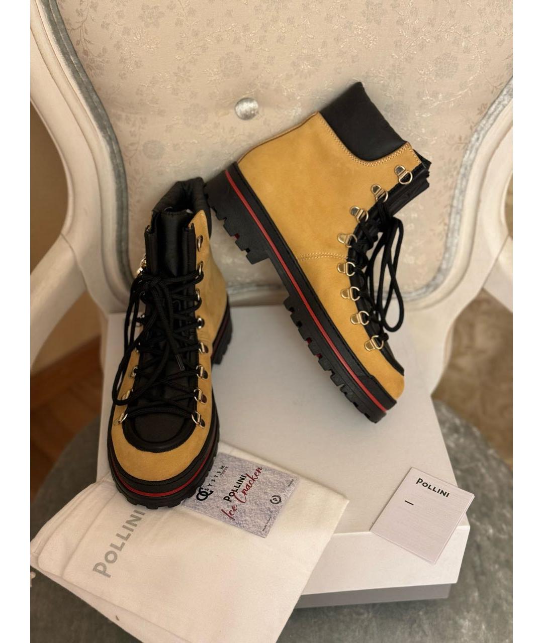 POLLINI Горчичные замшевые ботинки, фото 3