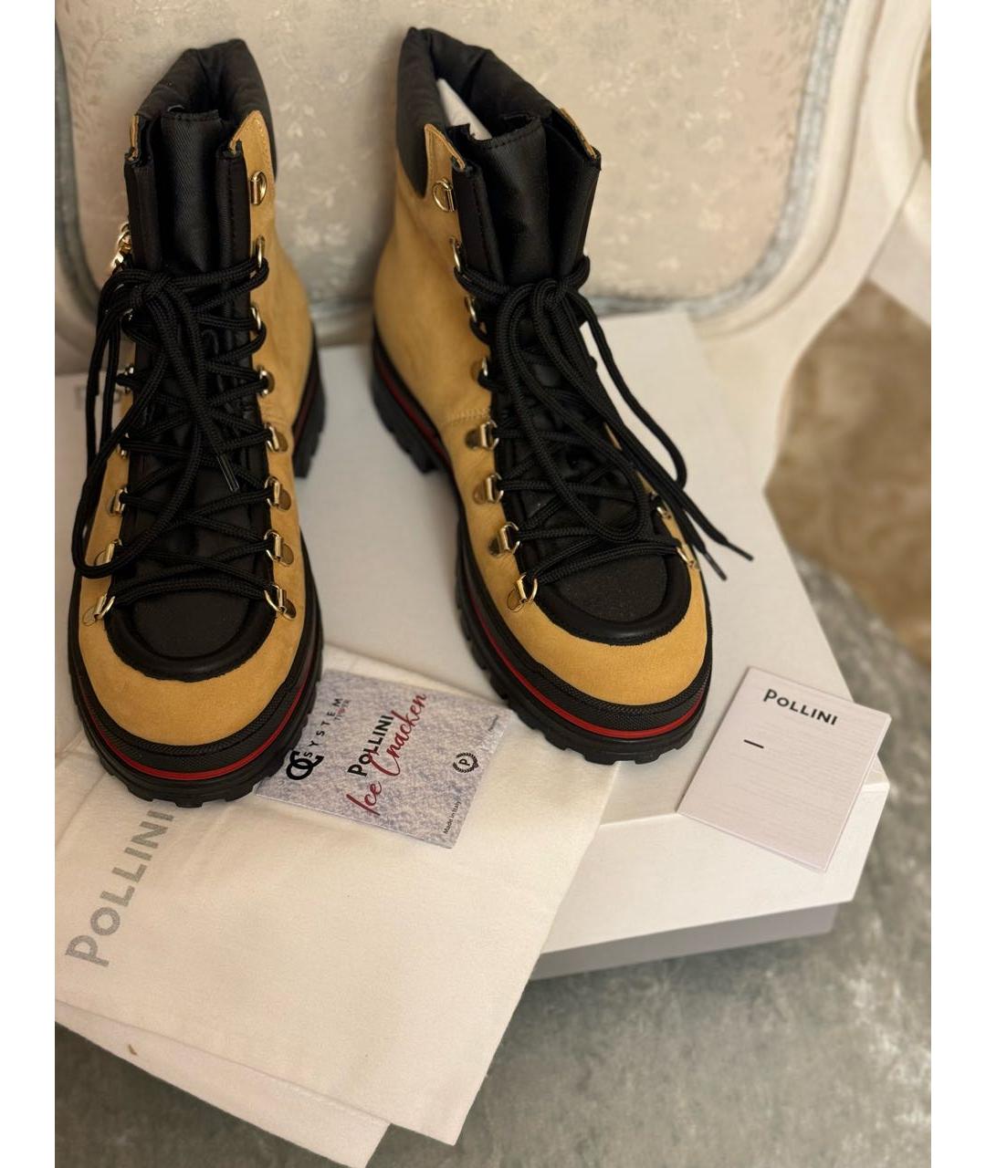 POLLINI Горчичные замшевые ботинки, фото 2