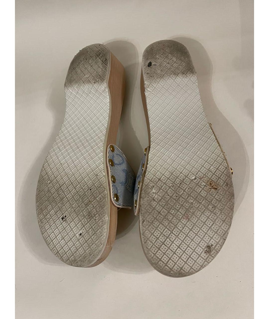CELINE Голубые текстильные сабо, фото 7