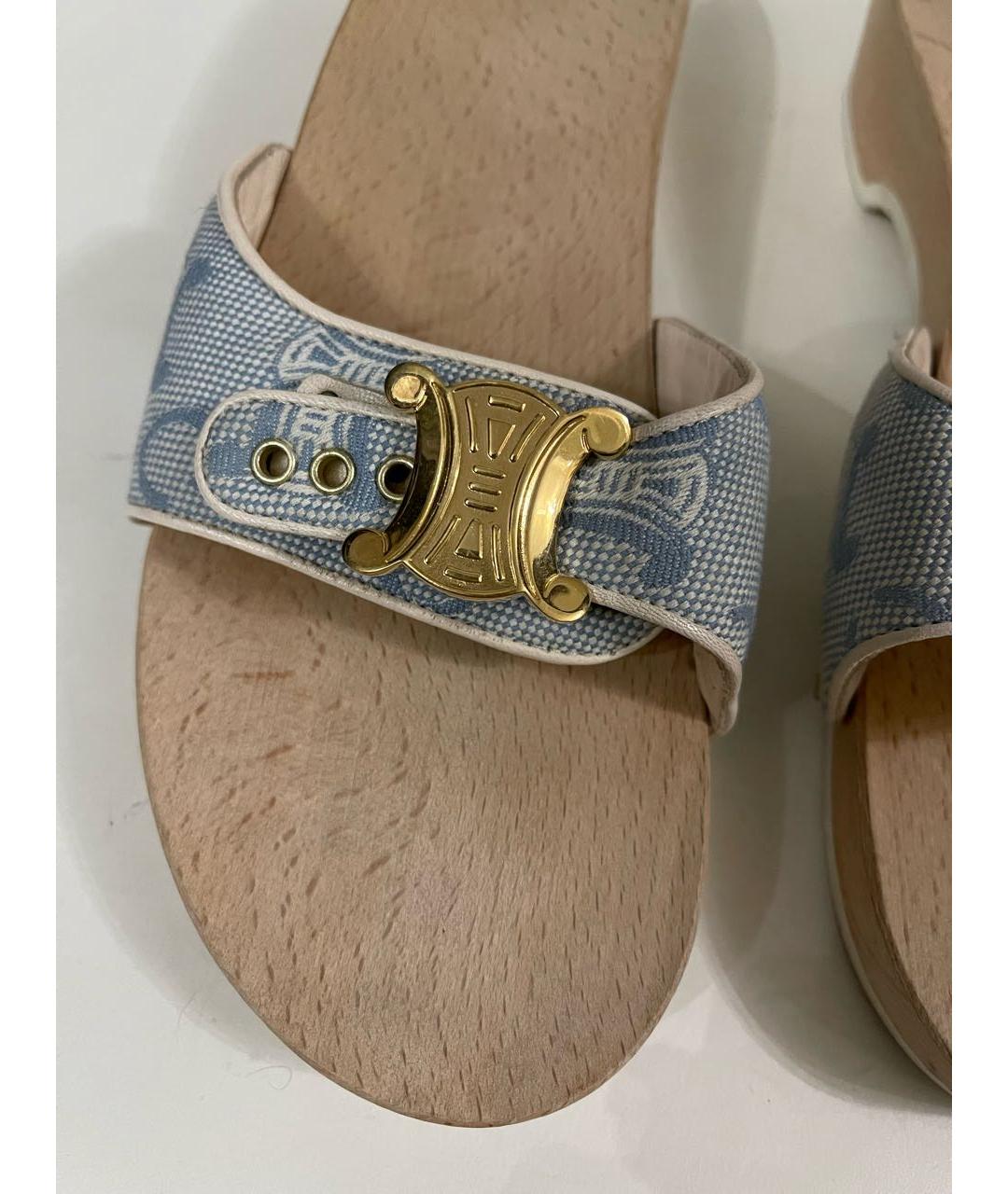 CELINE Голубые текстильные сабо, фото 6