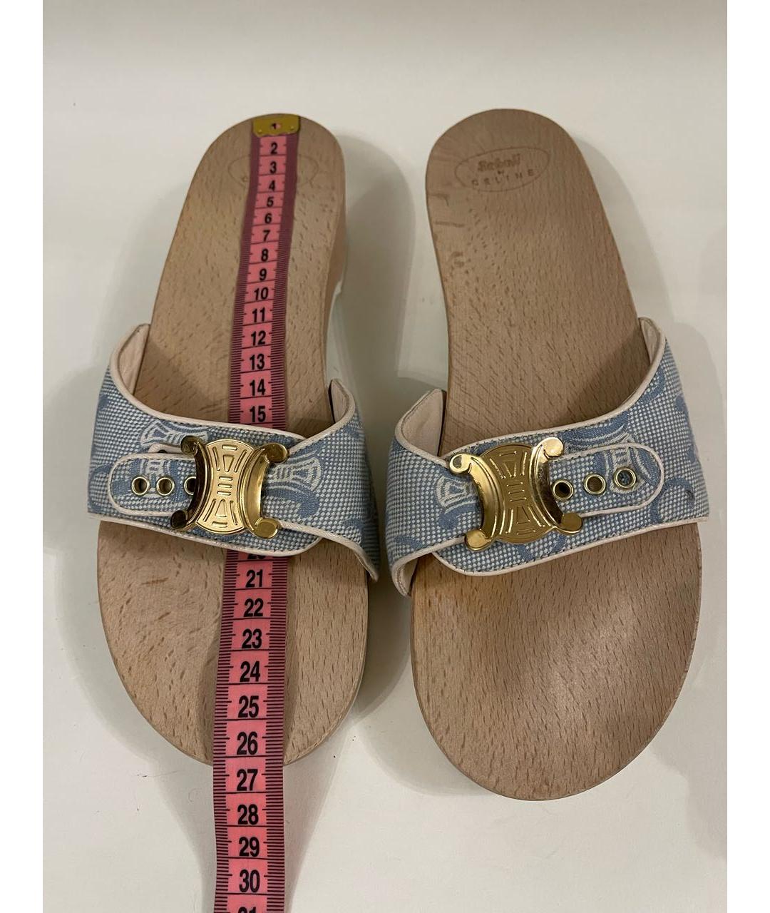 CELINE Голубые текстильные сабо, фото 2