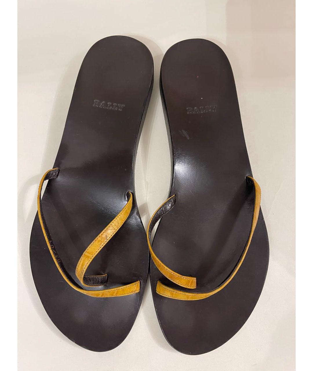 BALLY Коричневые шлепанцы из экзотической кожи, фото 3