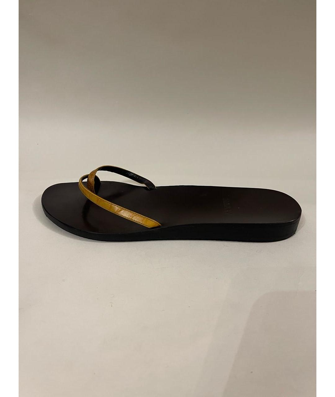 BALLY Коричневые шлепанцы из экзотической кожи, фото 9