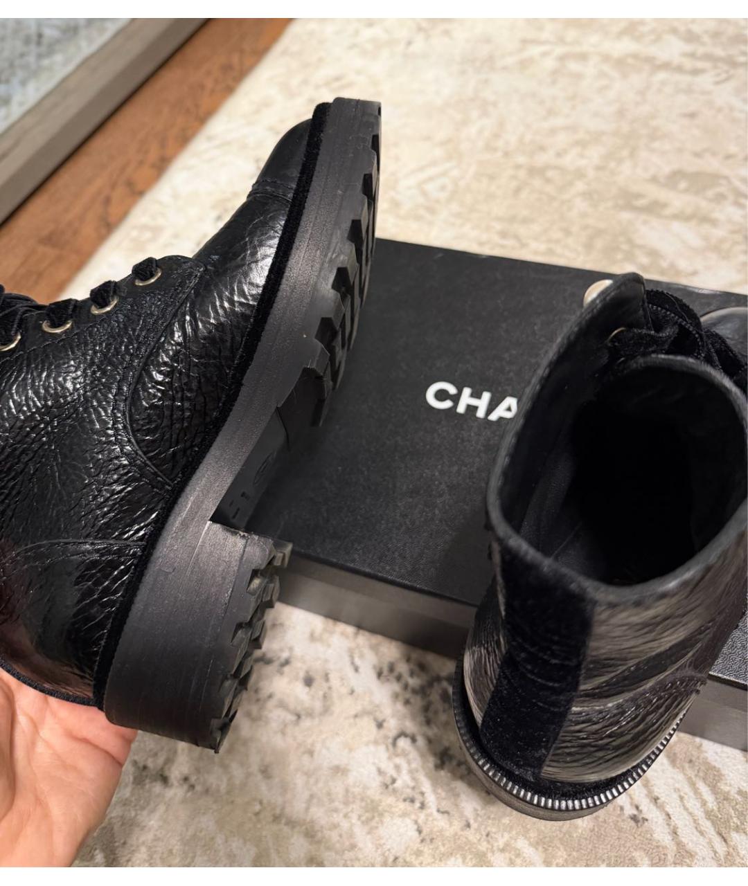 CHANEL Черные кожаные ботинки, фото 4