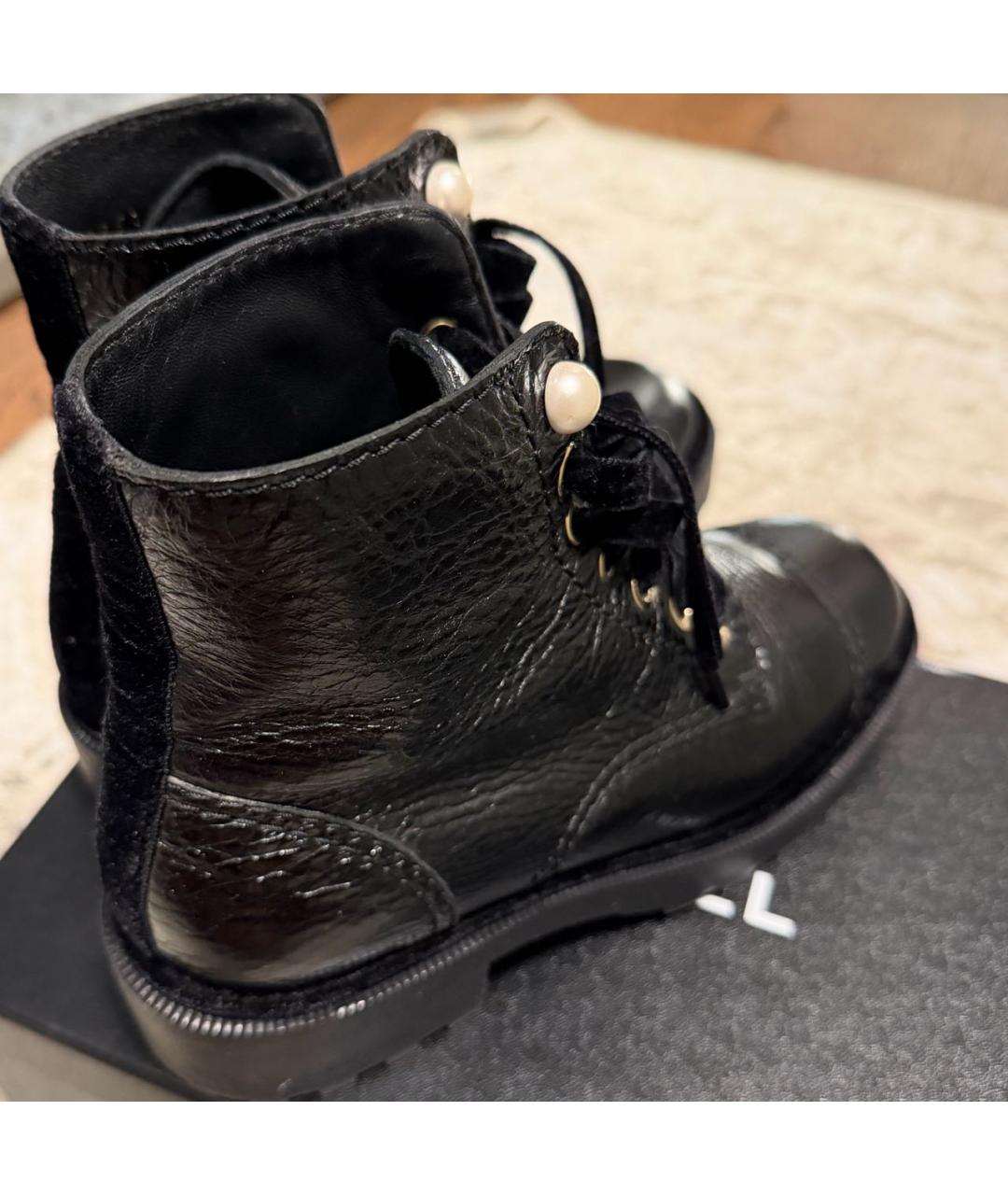 CHANEL Черные кожаные ботинки, фото 6