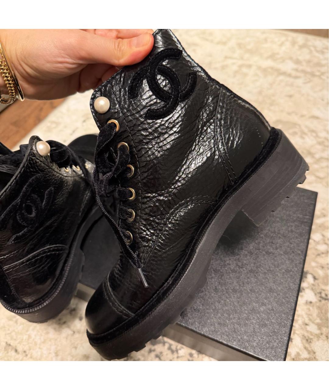 CHANEL Черные кожаные ботинки, фото 5