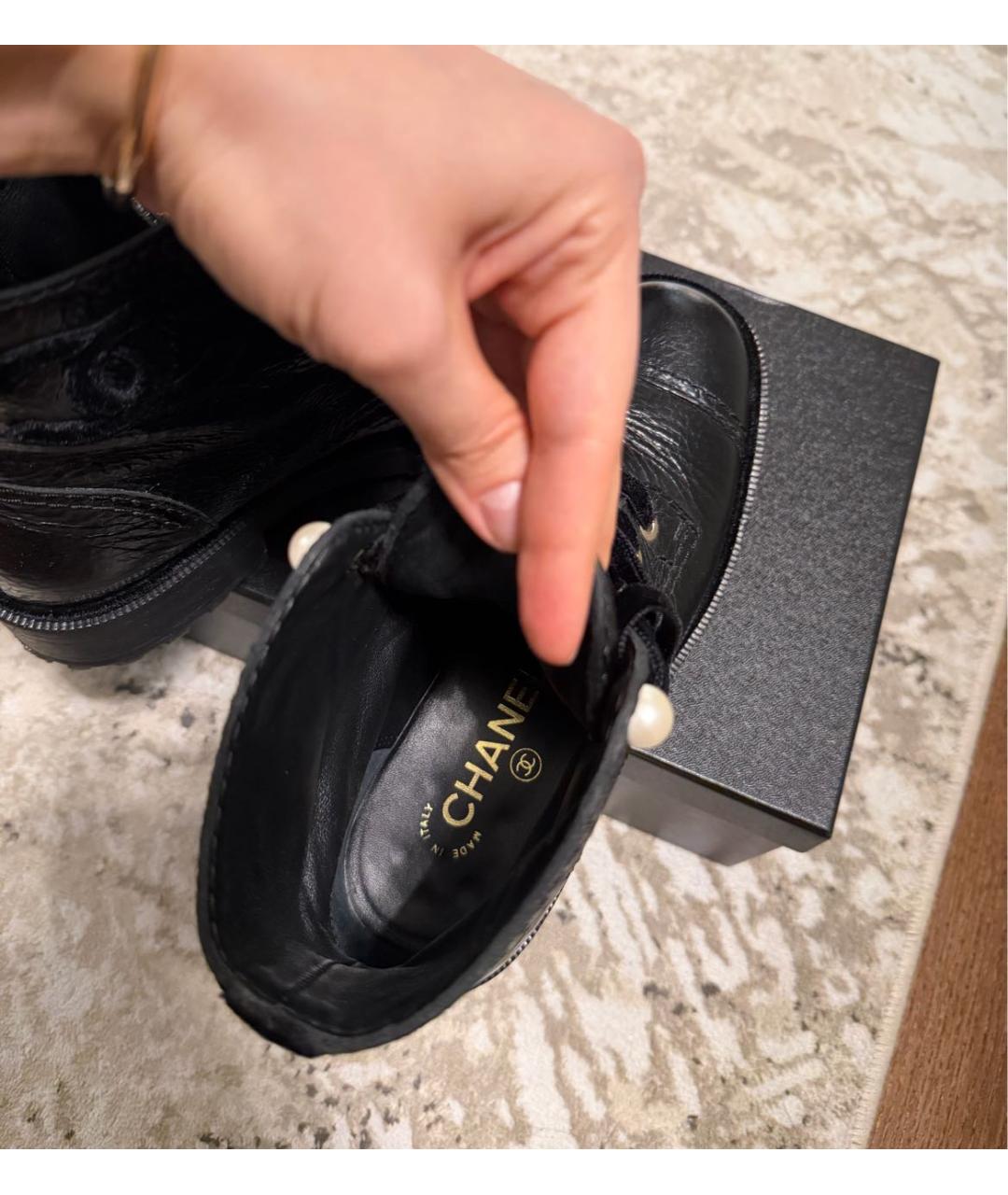 CHANEL Черные кожаные ботинки, фото 3