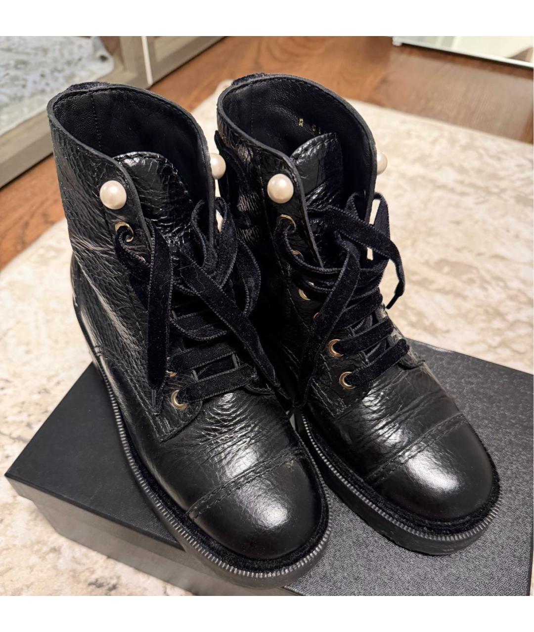CHANEL Черные кожаные ботинки, фото 2