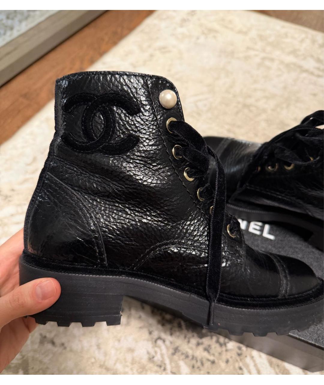 CHANEL Черные кожаные ботинки, фото 7