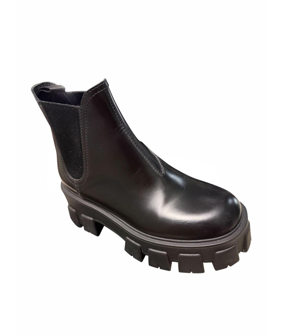 PRADA Черные кожаные ботинки, фото 1