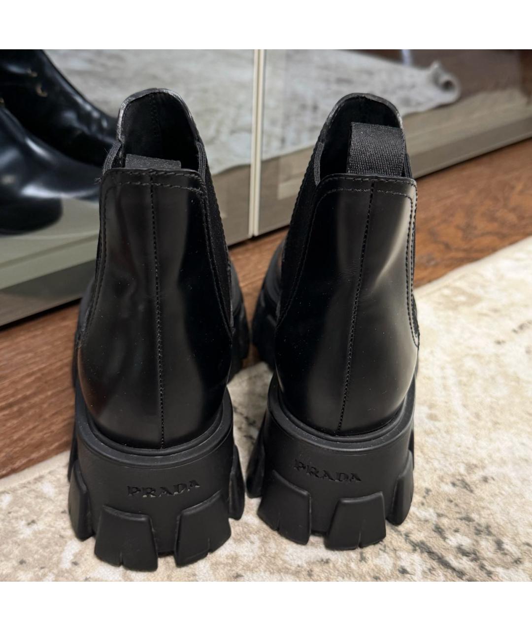 PRADA Черные кожаные ботинки, фото 4