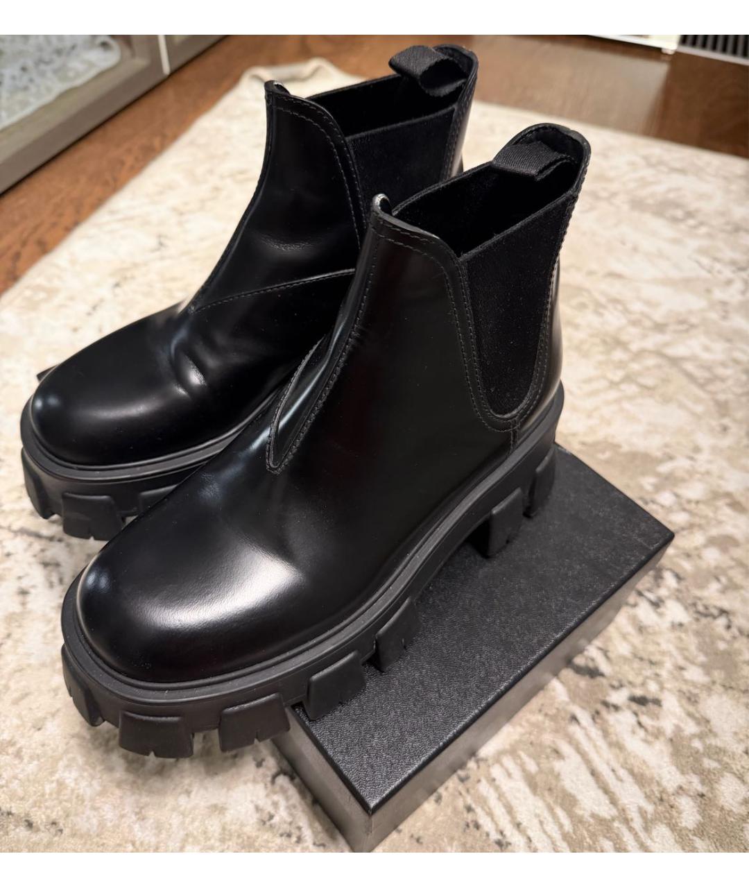 PRADA Черные кожаные ботинки, фото 5