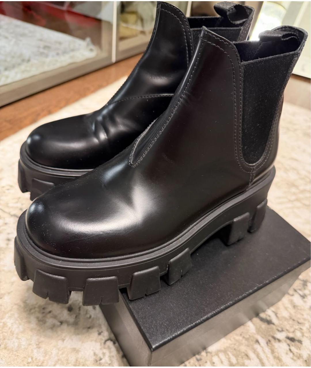 PRADA Черные кожаные ботинки, фото 6