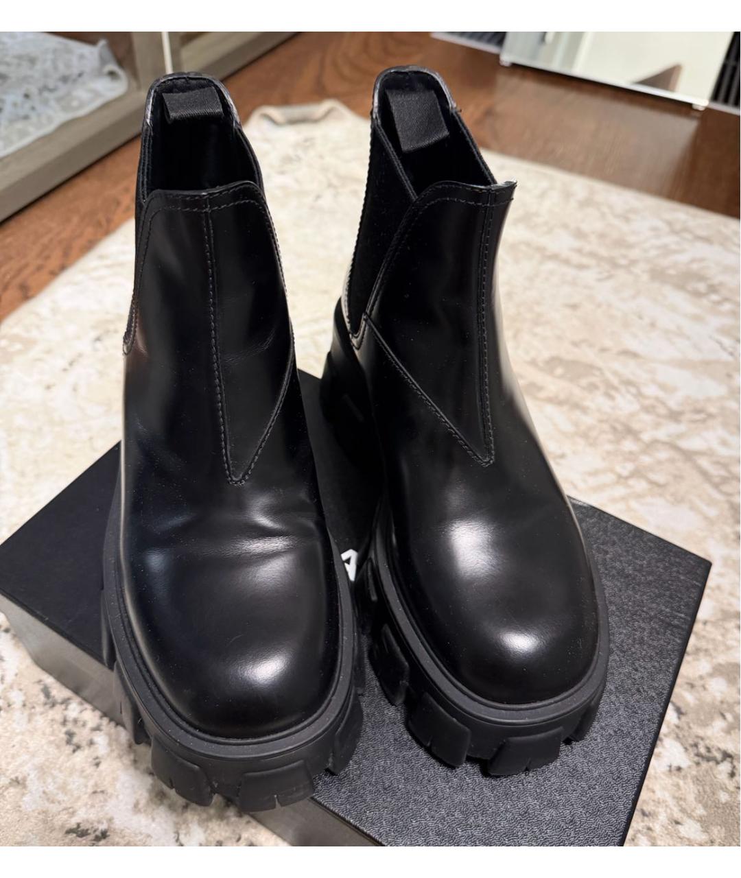PRADA Черные кожаные ботинки, фото 2