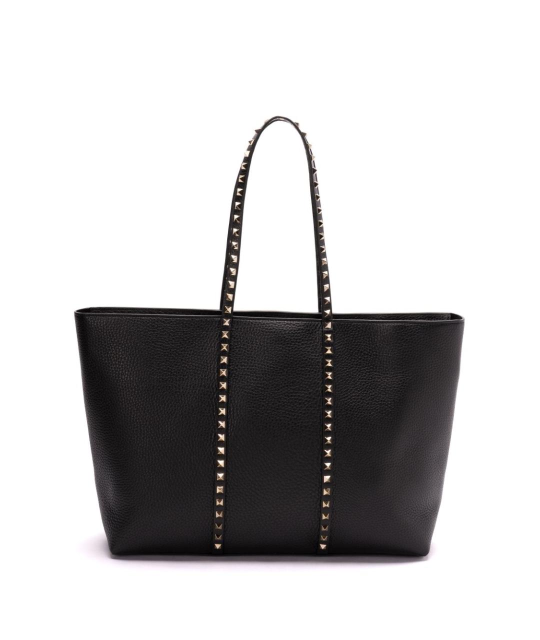 VALENTINO Черная кожаная сумка тоут, фото 3