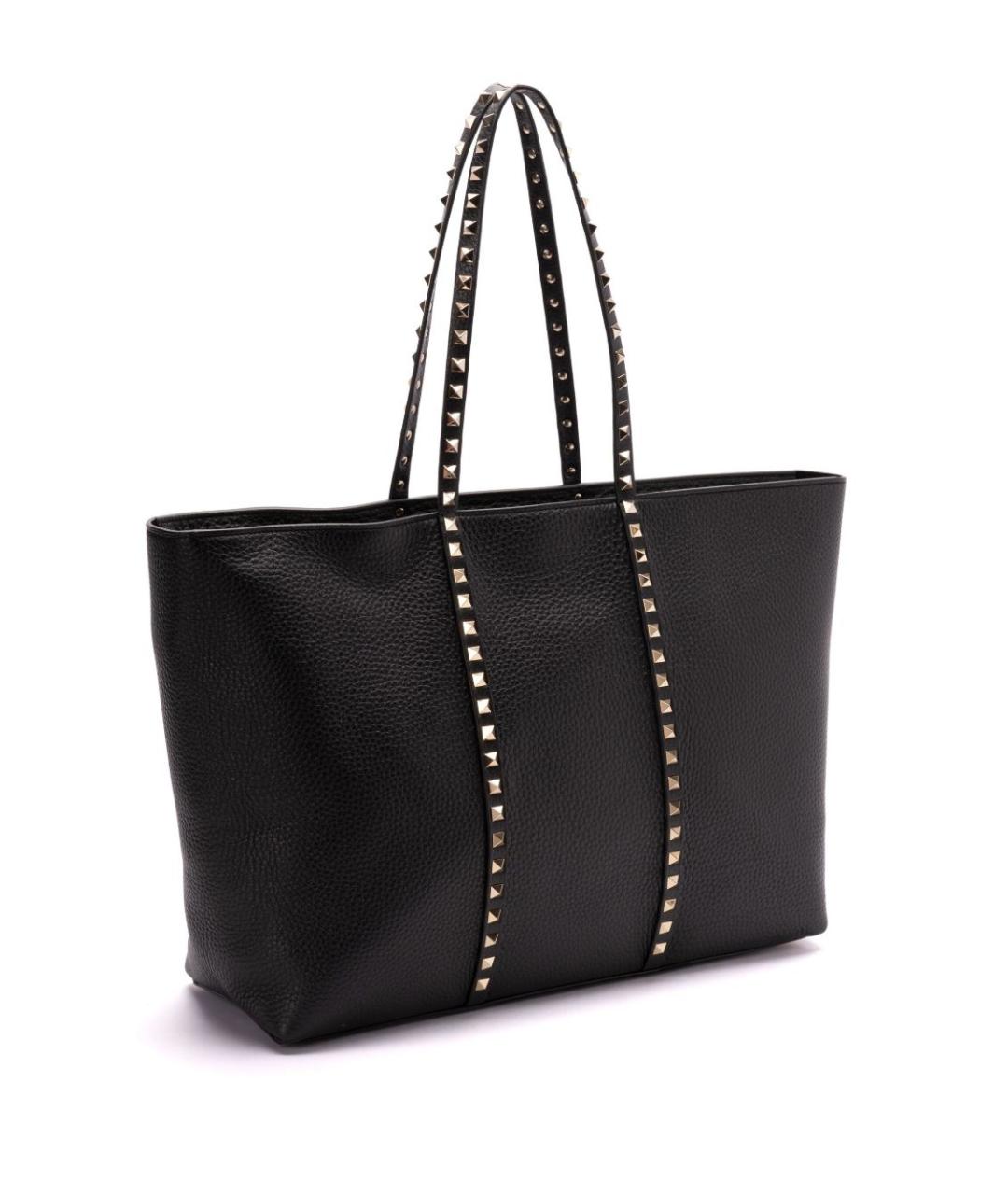 VALENTINO Черная кожаная сумка тоут, фото 5