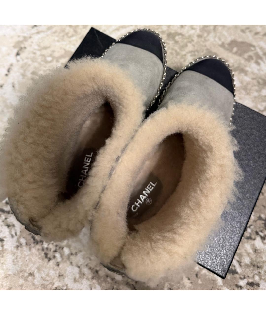 CHANEL Серые замшевые полусапоги, фото 4