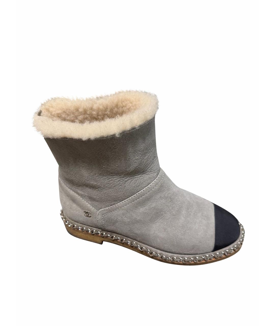 CHANEL Серые замшевые полусапоги, фото 1