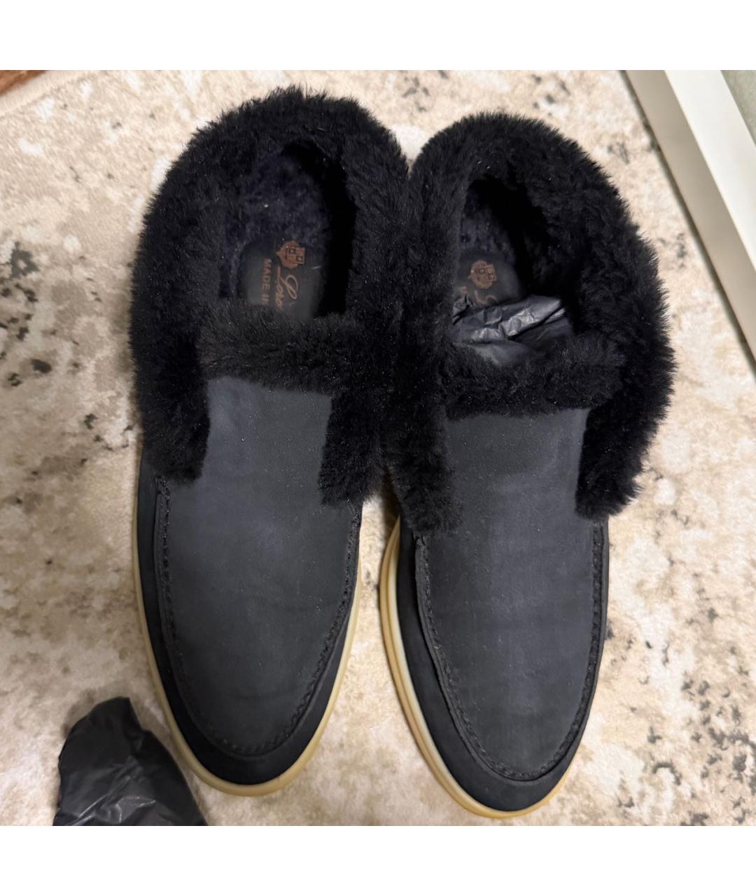 LORO PIANA Антрацитовые замшевые лоферы, фото 3