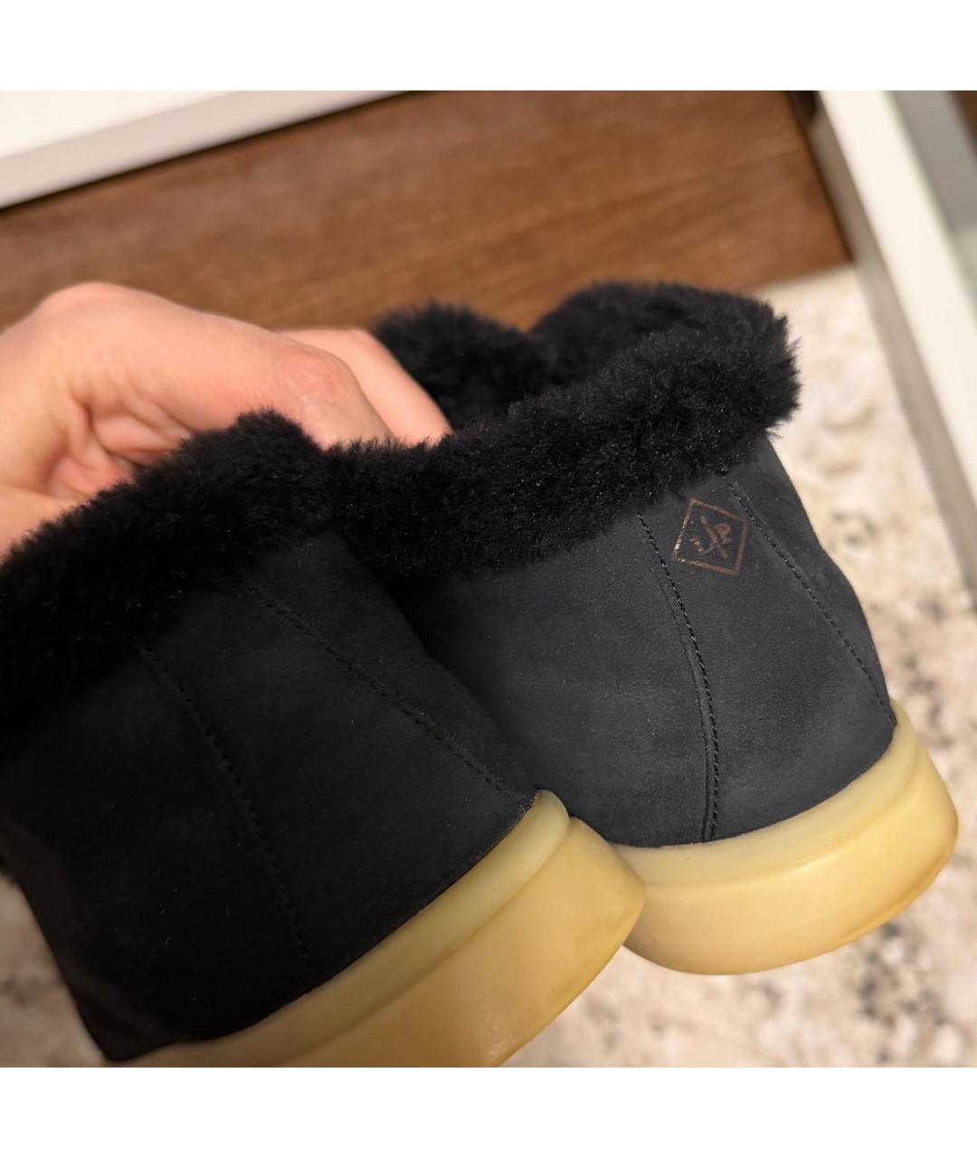 LORO PIANA Антрацитовые замшевые лоферы, фото 5