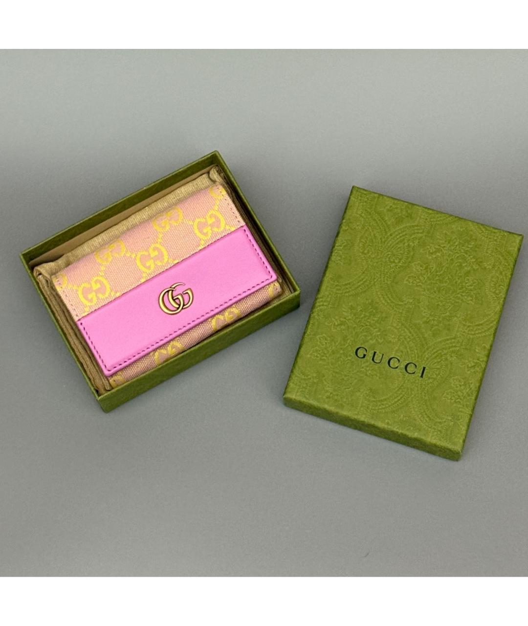 GUCCI Розовый кожаный кардхолдер, фото 3