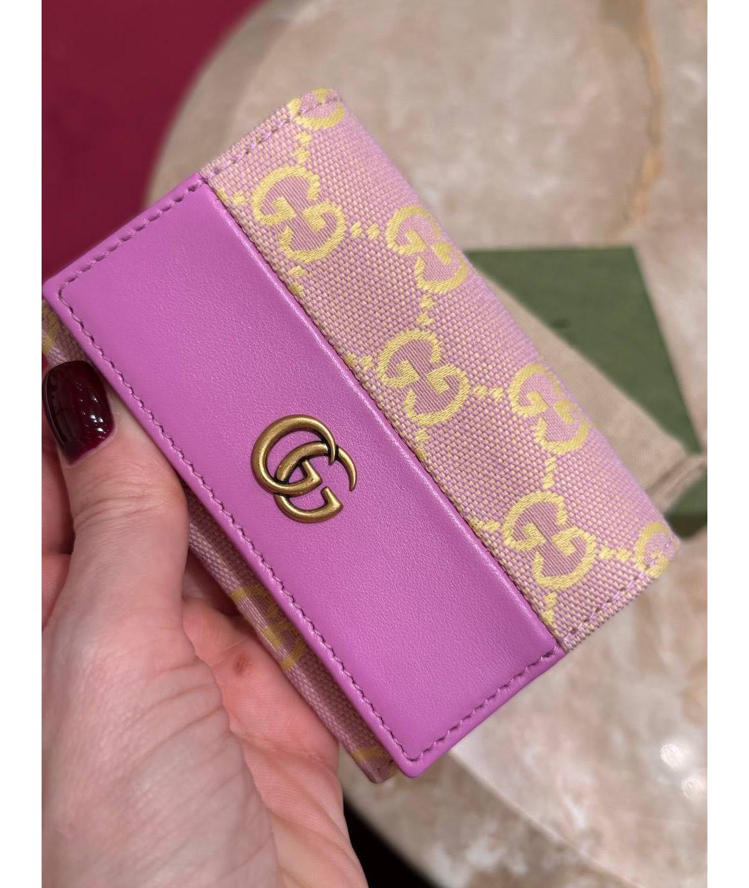 GUCCI Розовый кожаный кардхолдер, фото 2
