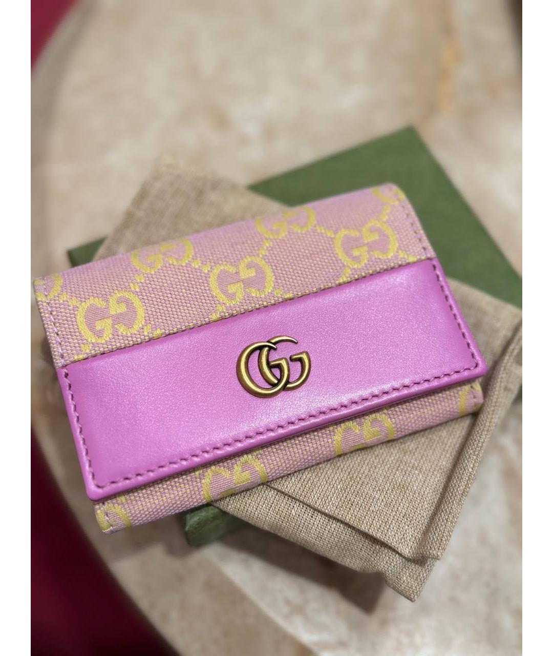 GUCCI Розовый кожаный кардхолдер, фото 7