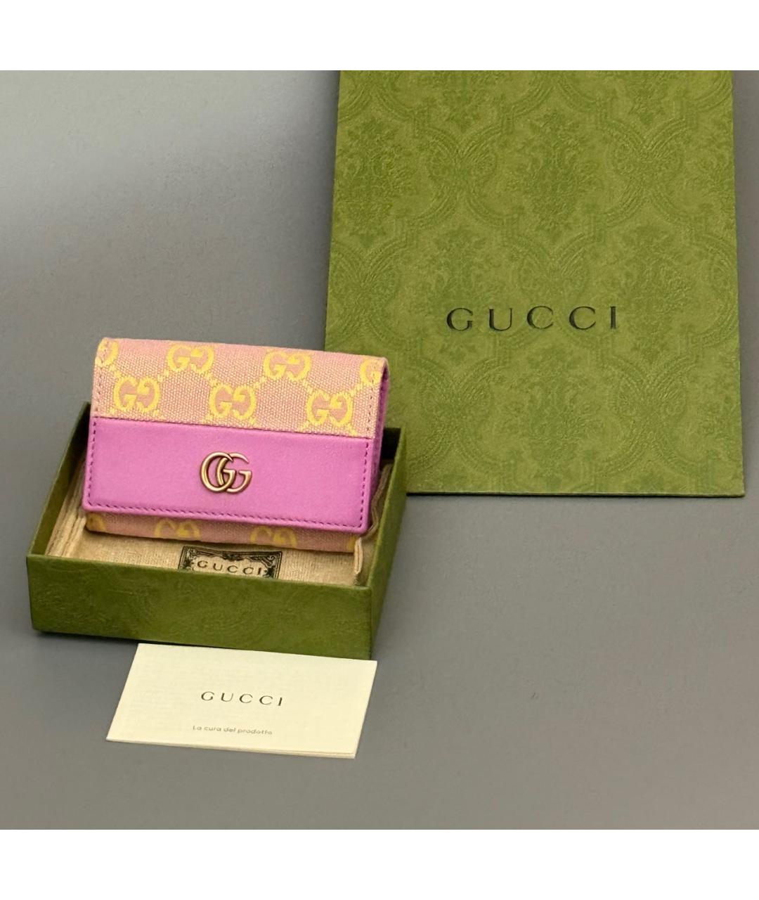 GUCCI Розовый кожаный кардхолдер, фото 5