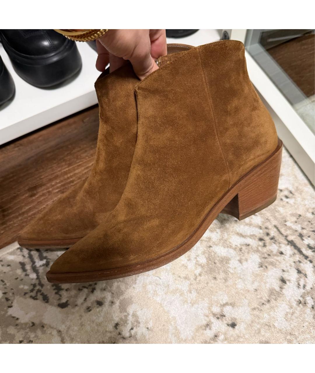 GIANVITO ROSSI Коричневые замшевые ботильоны, фото 5