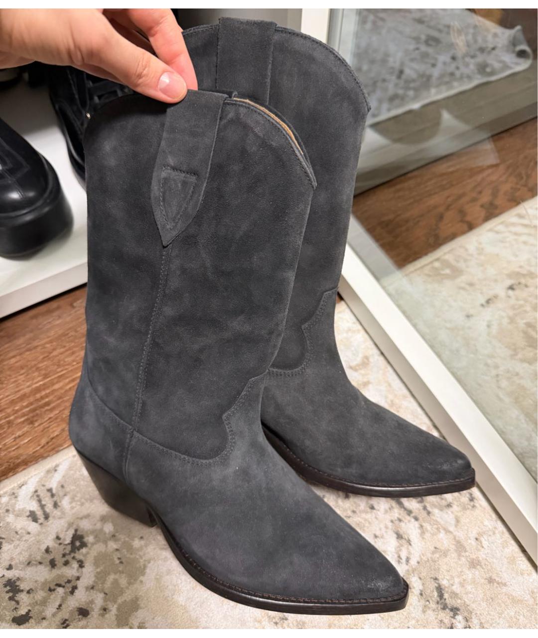 ISABEL MARANT Антрацитовые замшевые полусапоги, фото 5