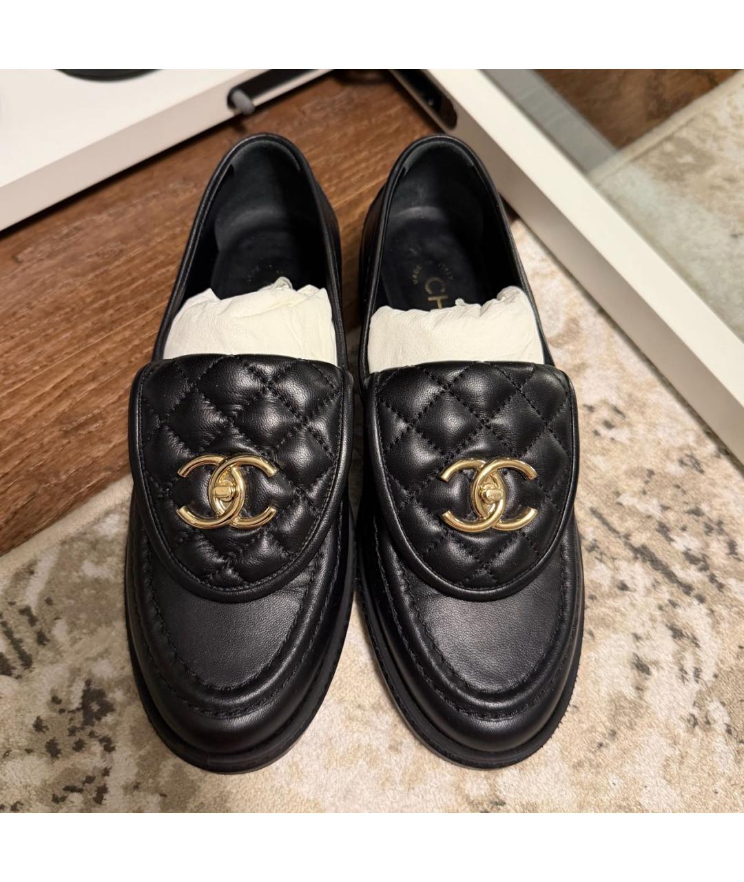CHANEL Черные кожаные лоферы, фото 3