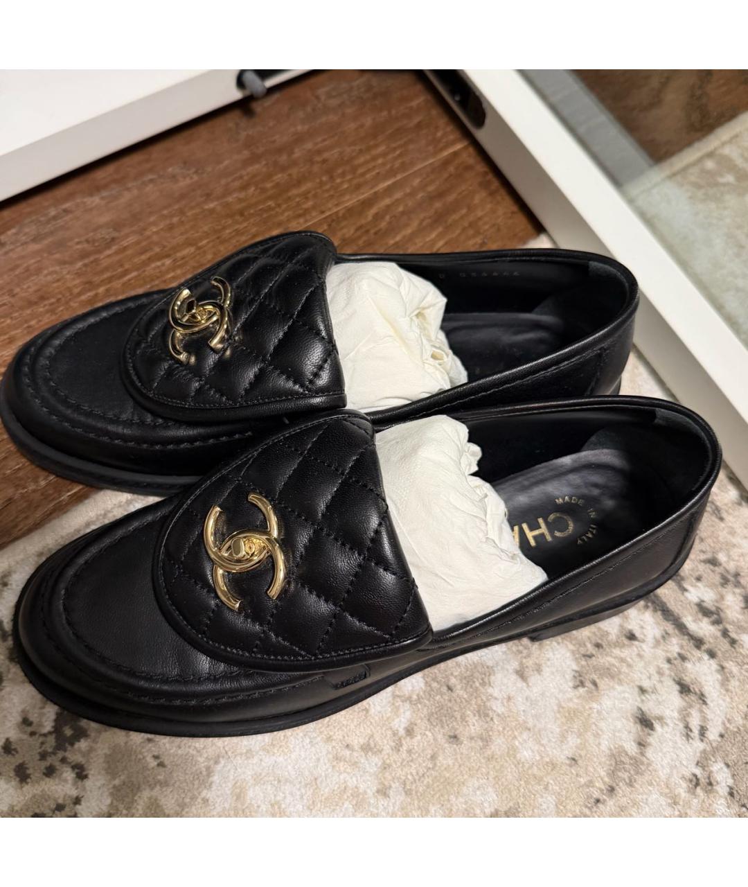 CHANEL Черные кожаные лоферы, фото 4