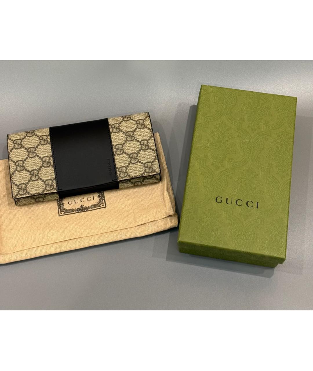 GUCCI Бежевый кожаный кошелек, фото 5