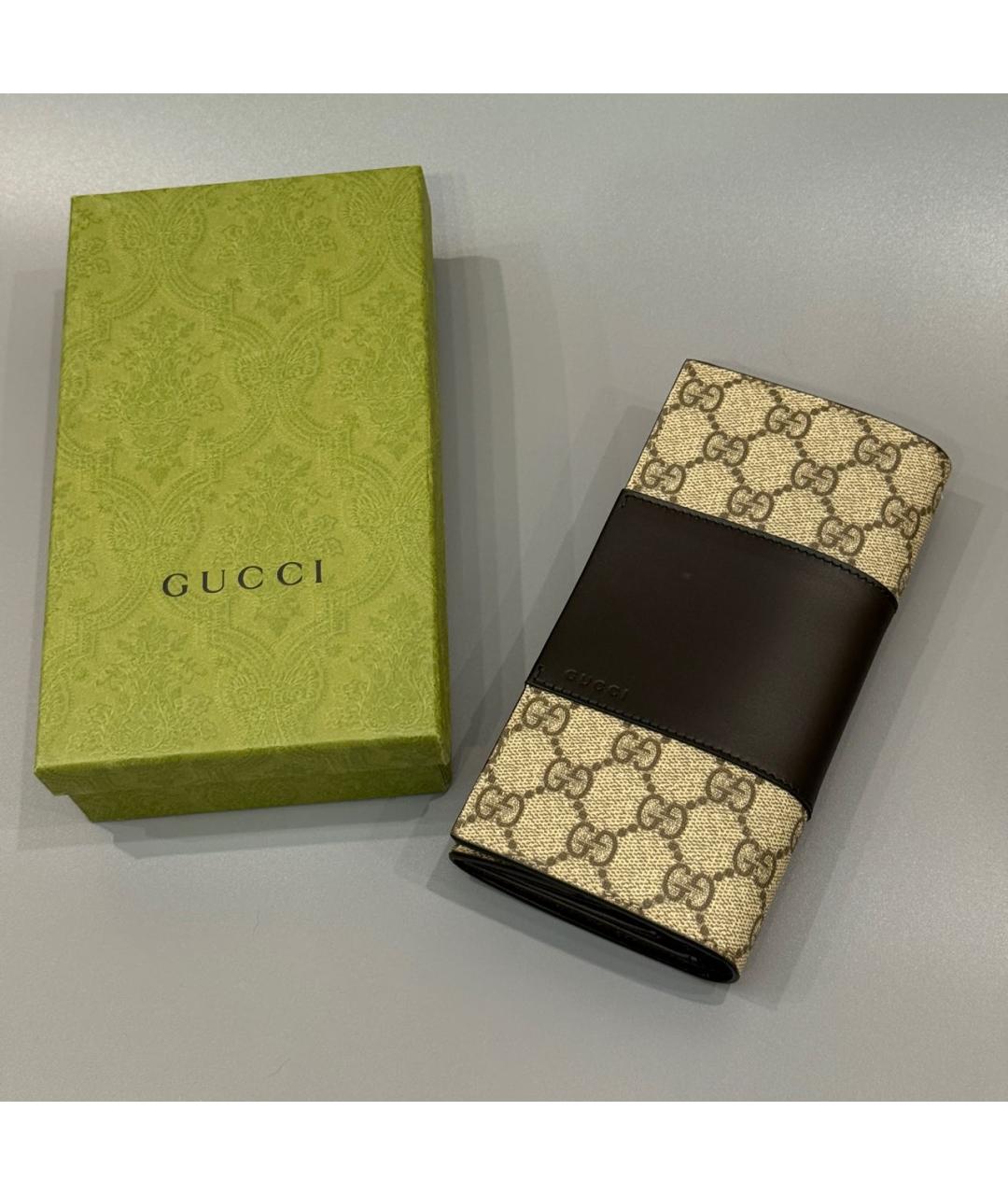 GUCCI Бежевый кожаный кошелек, фото 8