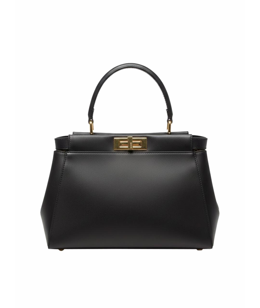 FENDI Черная кожаная сумка с короткими ручками, фото 1