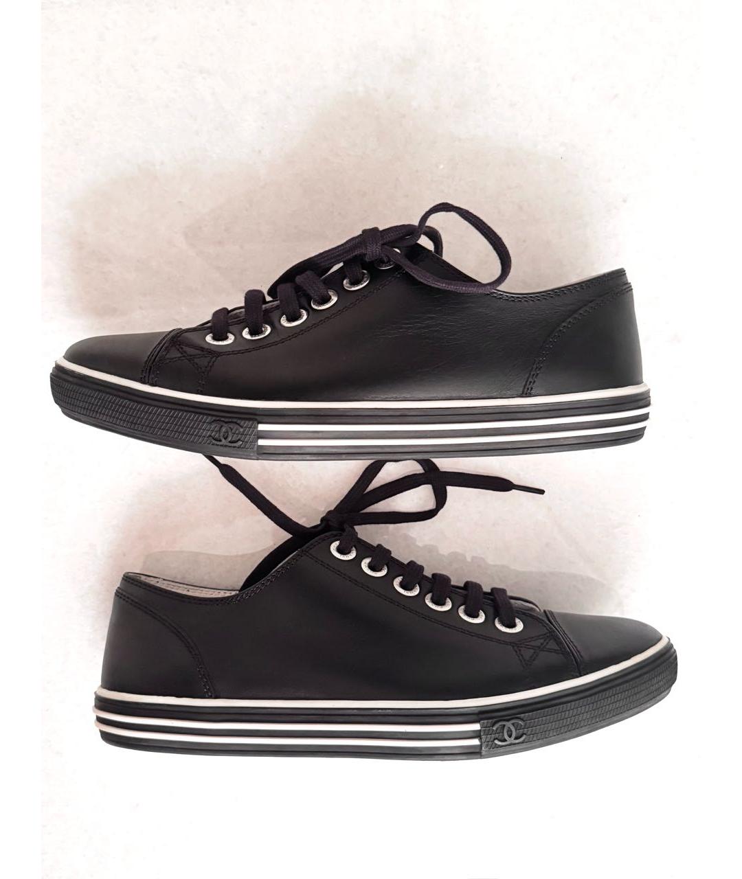 CHANEL Черные кожаные кеды, фото 5