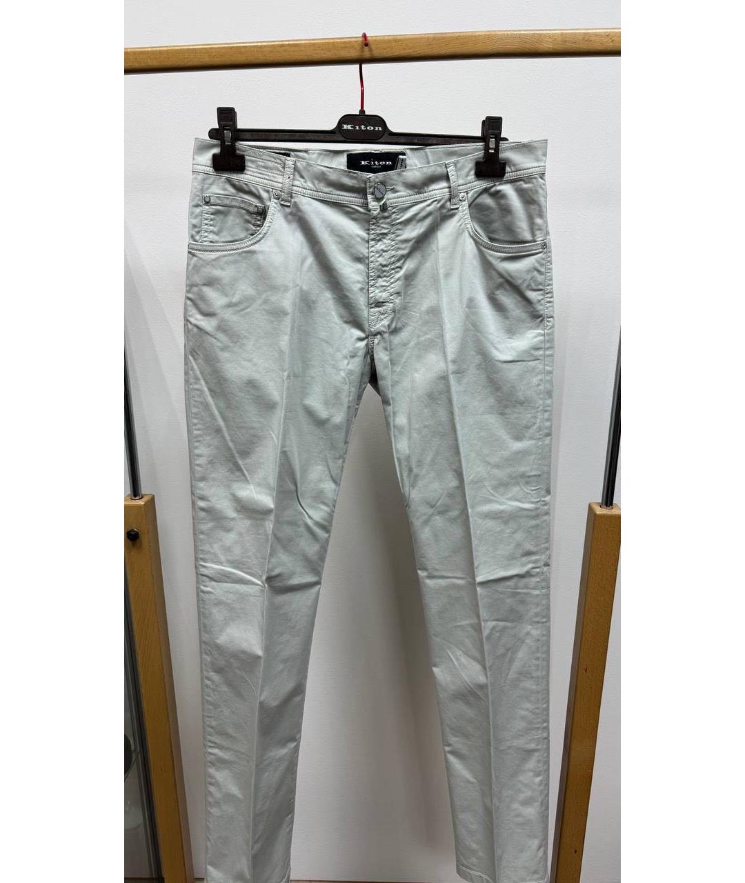 KITON Серые хлопковые классические брюки, фото 4